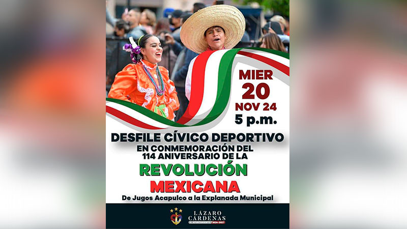 Cambia horario para Desfile Deportivo-Militar de la Revolución Mexicana en Lázaro Cárdenas, Michoacán 