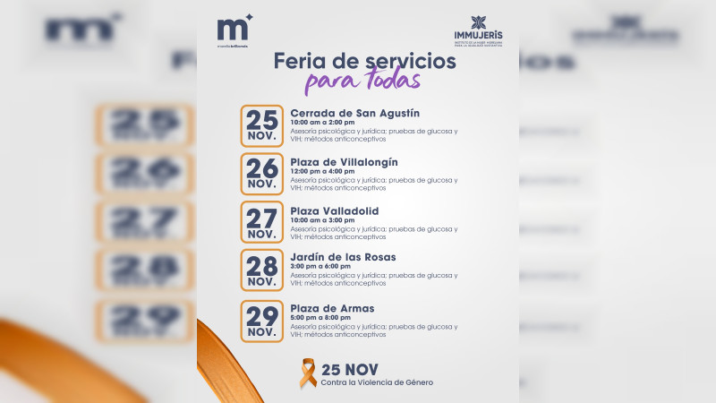 Gobierno de Morelia invita a la ciudadanía a las actividades contra la violencia de género por el 25N