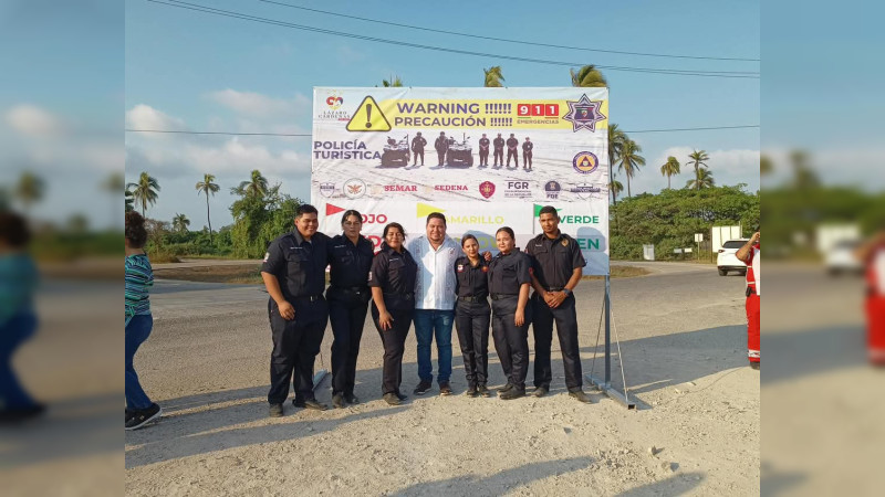 Arranca Policía Turística operativo de seguridad en playas de Lázaro Cárdenas, Michoacán