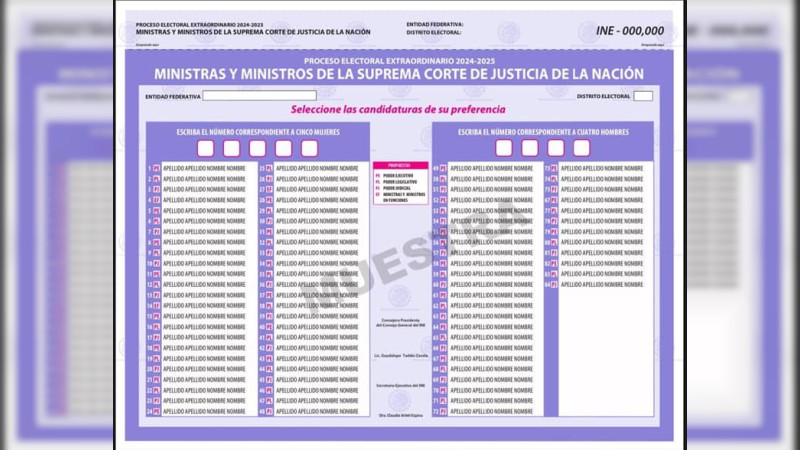 Comisión del INE aprueba diseño de boletas para elección judicial; serán de diversos colores y tamaño