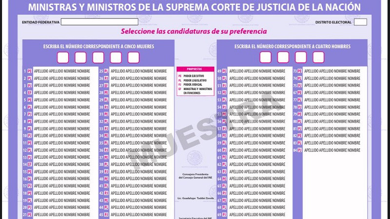 INE aprueba boletas para elección judicial del 2025