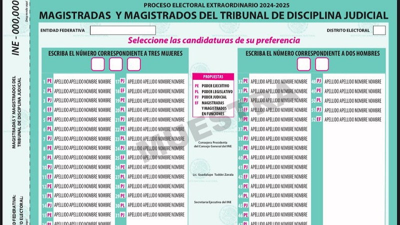 INE aprueba boletas para elección judicial del 2025