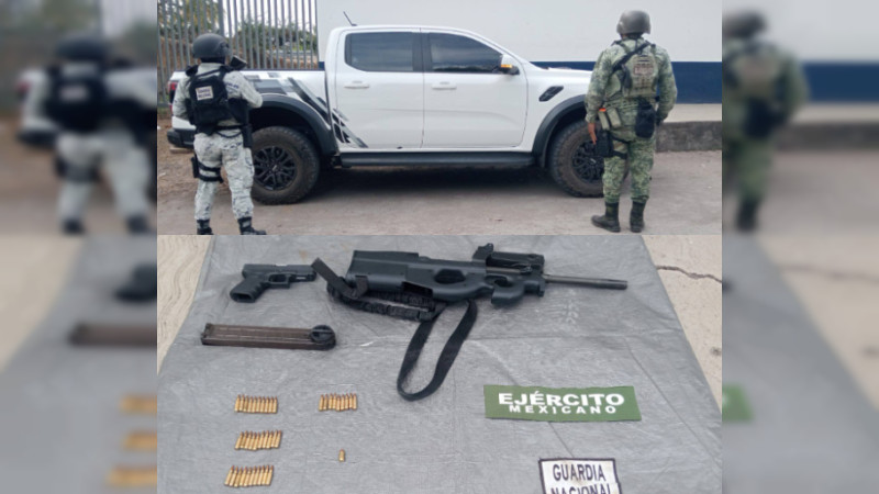 Aseguran Ford Raptor y armas tras persecución en Múgica, Michoacán: Ocupantes se dan a la fuga 