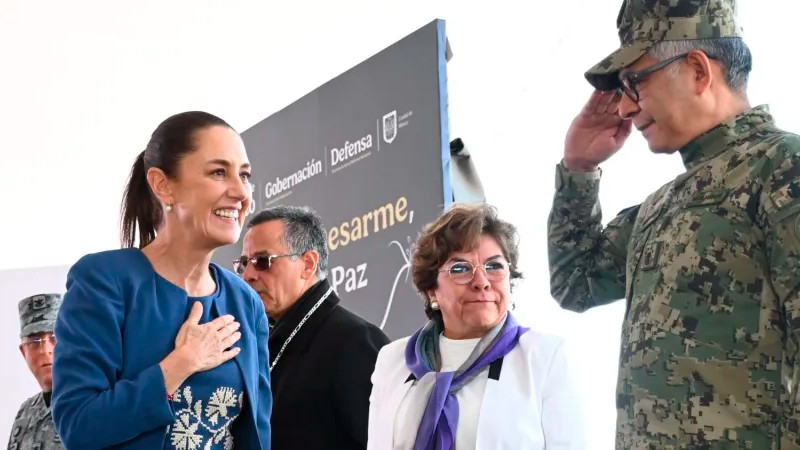 Desde la Basílica de Guadalupe, Sheinbaum lanza programa "Sí al desarme, sí a la paz" 