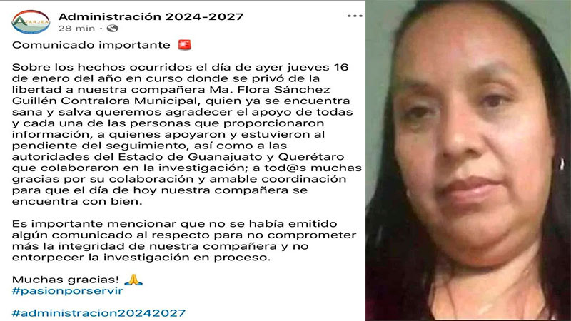 Encuentran con vida a contralora de Atarjea, Guanajuato; había sido secuestrada 