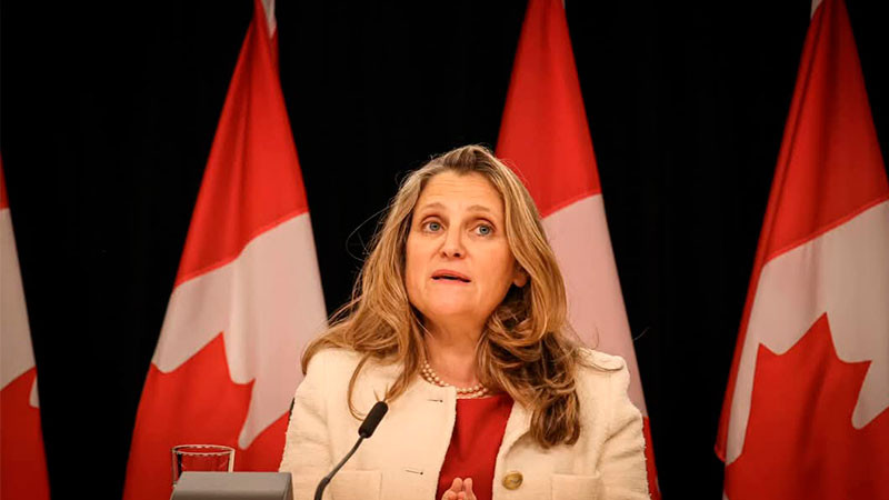 Anuncia Chrystia Freeland que se postulará para reemplazar a Trudeau como primer ministro de Canadá 