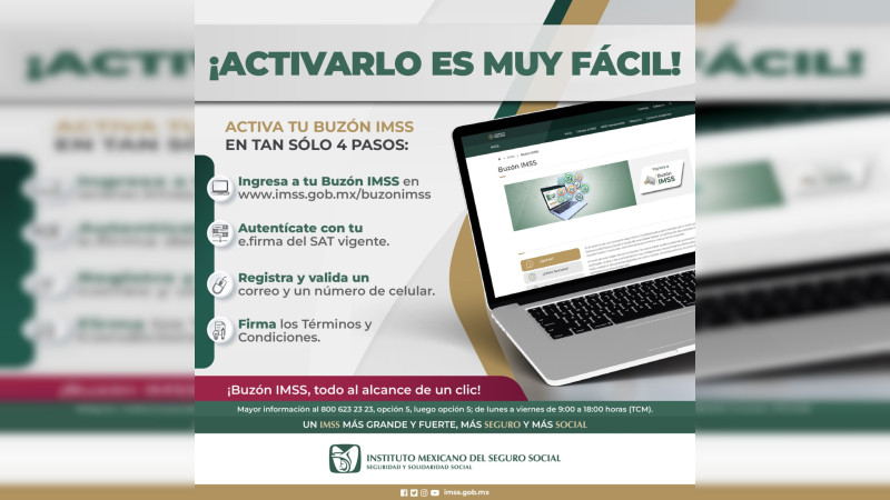 Invita IMSS Michoacán al sector patronal de Michoacán a activar su buzón 