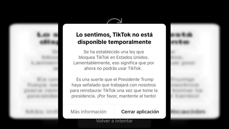 Oficial, TikTok suspende su aplicación en Estados Unidos 