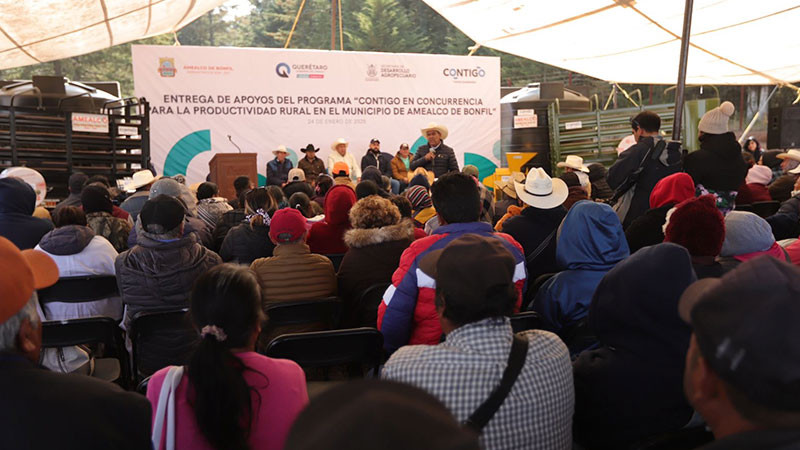 Entrega SEDEA apoyos en Amealco de Bonfil, Querétaro 