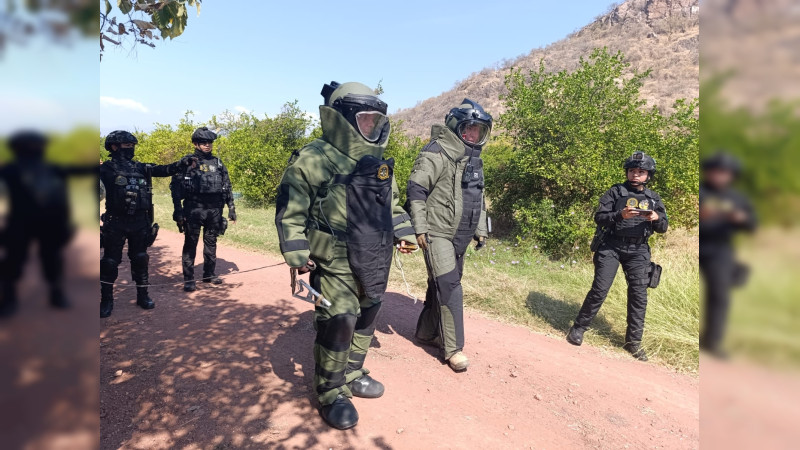 Ejército y GN localizan explosivos, vehículo robado y plantío en Arteaga, Apatzingán y Múgica, Michoacán 