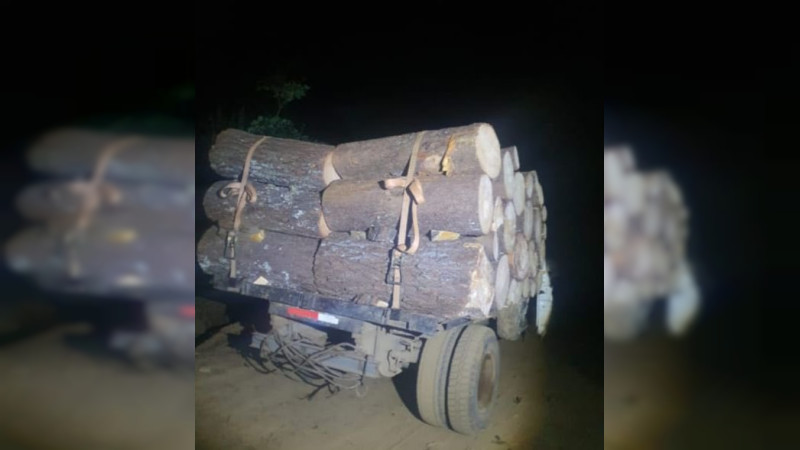 Cae banda de talamontes con tres camionetas de madera ilegal, en Michoacán 