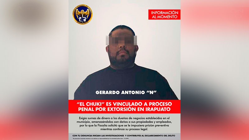 Vinculan a proceso a extorsionador en Irapuato, Guanajuato 