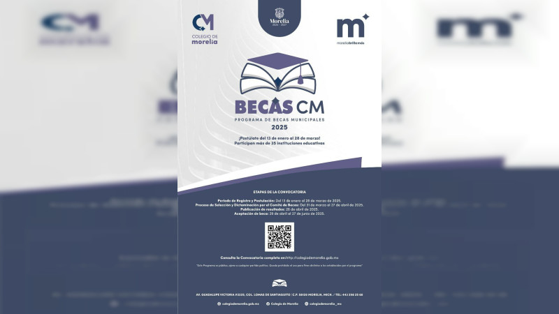 Abierta, convocatoria a Becas del Colegio de Morelia 