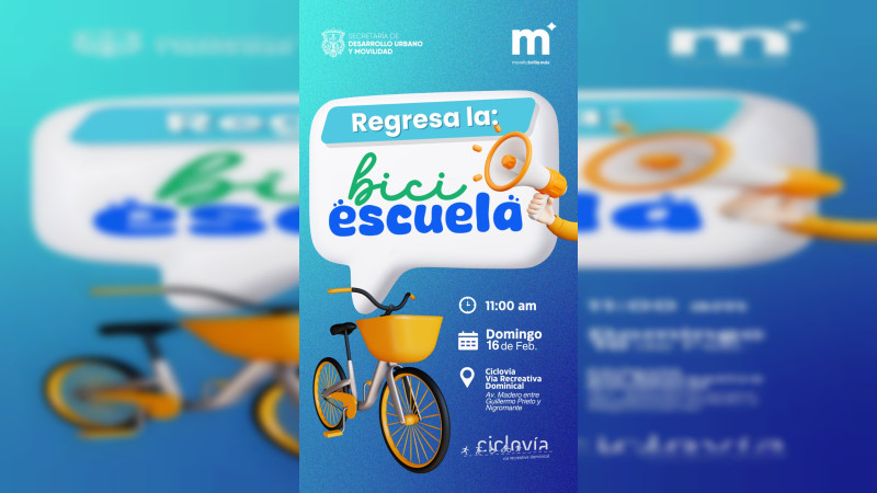 Gobierno de Morelia invita a la Biciescuela este domingo 