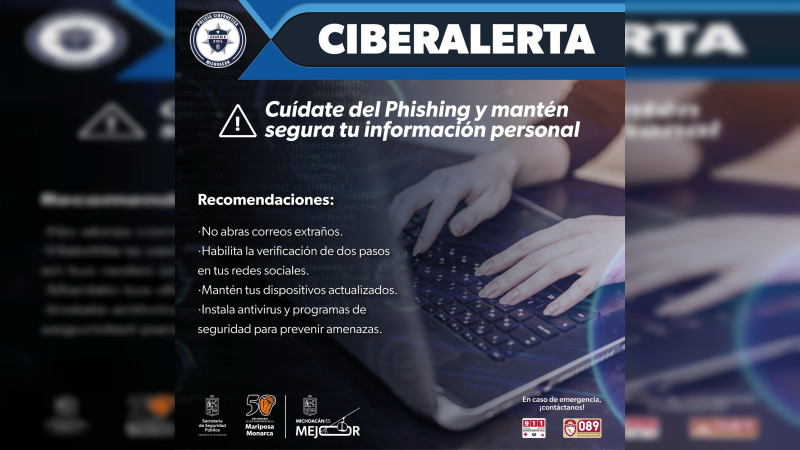 Emite la SSP Michoacán recomendaciones para evitar el phishing 