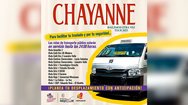 Transporte público ampliará servicio por concierto de Chayanne: Gladyz Butanda 