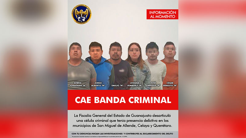 Desmantelan célula criminal con operaciones en San Miguel de Allende, Celaya y Querétaro 