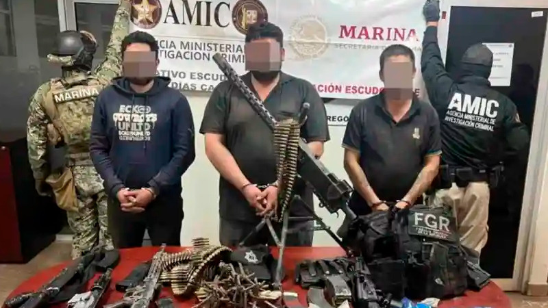 Caen 3 presuntos criminales de Sonora, aliados de Sinaloa; les aseguran armas y rescatan a dos menores 