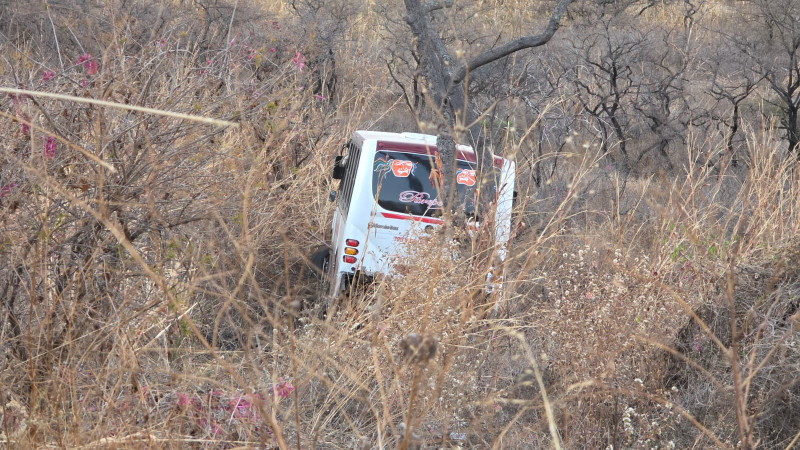 En Tangamandapio, Michoacán camión de pasajeros se accidenta; hay seis heridos