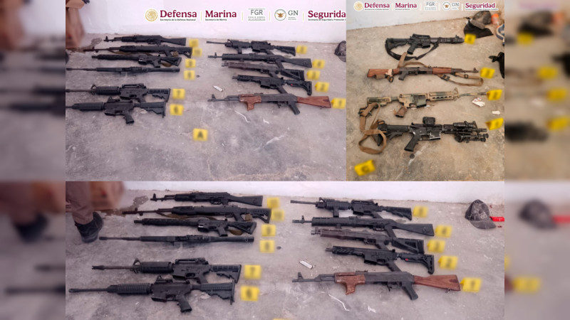 Aseguran arsenal y equipo táctico en cateo en Jalisco: Incautan 26 armas y 6 mil 400 cartuchos 