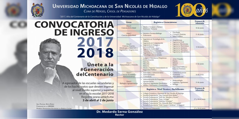 Nueva convocatoria para el ingreso a la Universidad Michoacana 