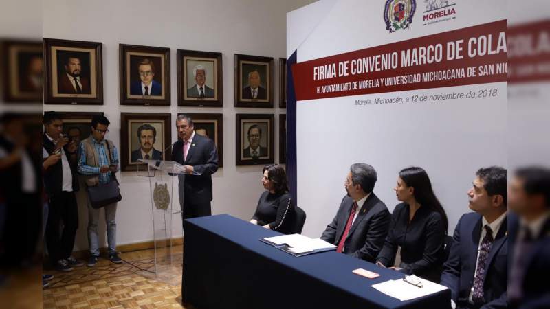 Ayuntamiento de Morelia y la Universidad Michoacana firmaron un convenio de colaboración 